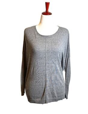 CAbi sweater brown/gray heathered Mushroom oversized long sleeve scoop neck Sz S